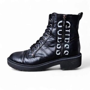Guess Combat Boots Side Zipper Women’s Size 11M Y2K Style Lace Up Black Punk